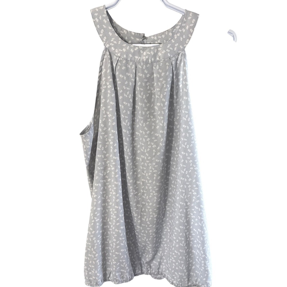 Loft Outlet Blue Gray Printed Halter Blouse Sleeveless Bubble Hem Top 431764 S